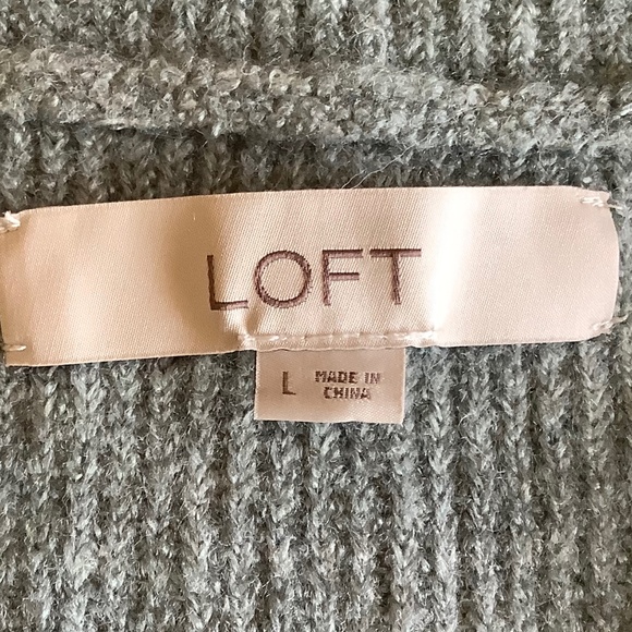 LOFT light green 1/4 zip mock neck ribbed sweater Large - Picture 4 of 9